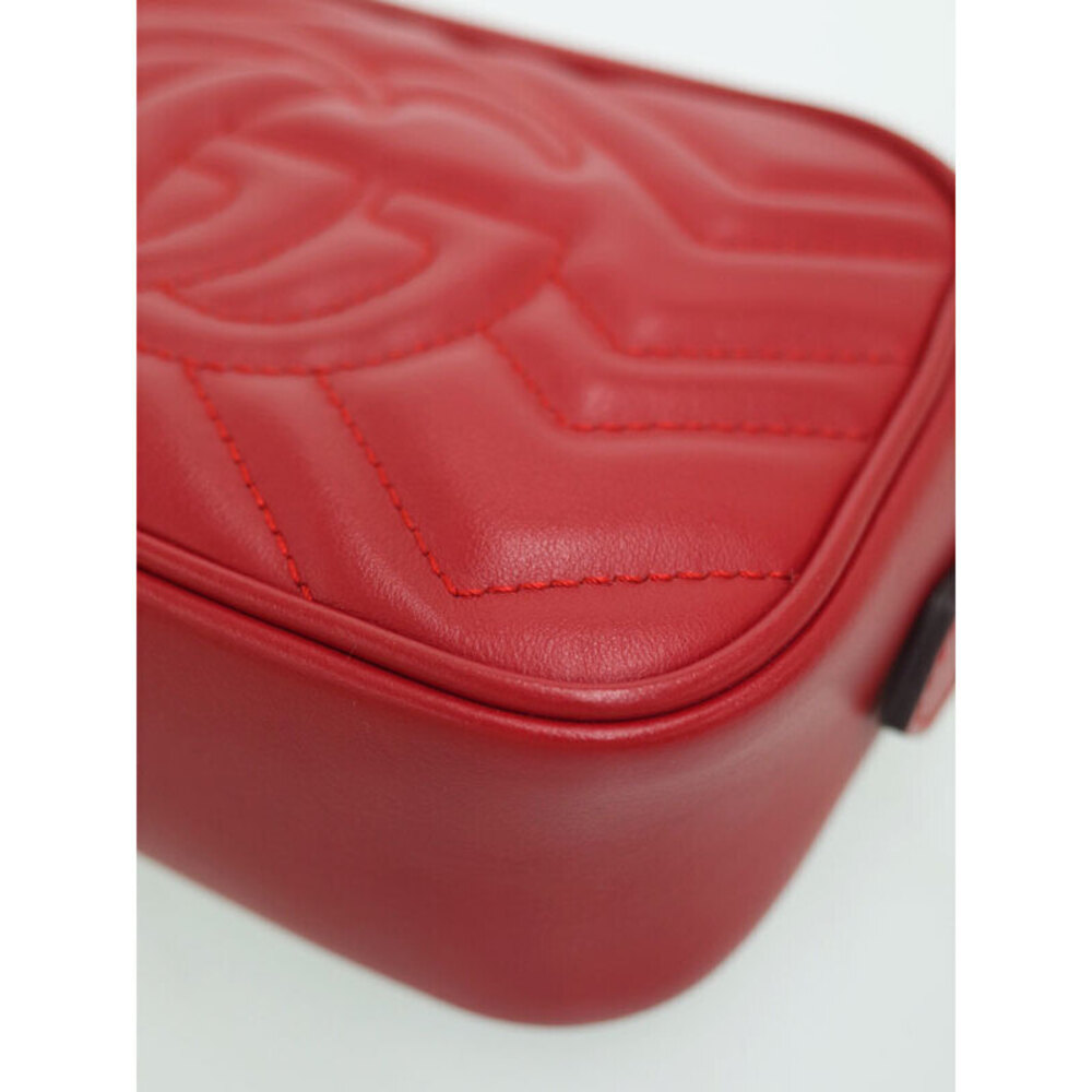 Gucci Quilted GG Marmont Shoulder Bag Red - Picture 7 of 9